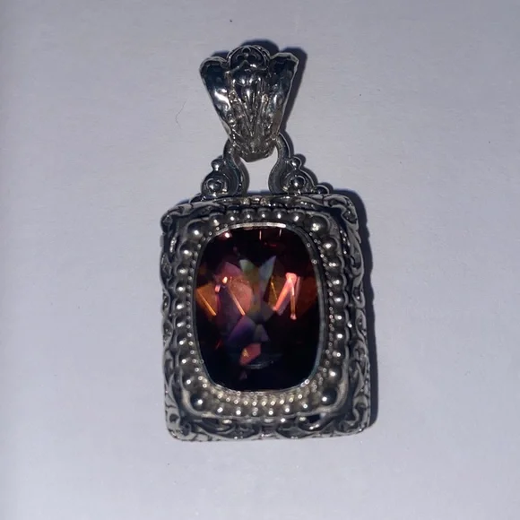 Sarda Sterling Silver Mystic Fire Topaz Pendant - Picture 2 of 6